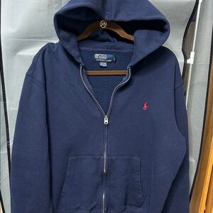 Polo by Ralph Lauren Men's Zip-Up Navy Sweater - Large